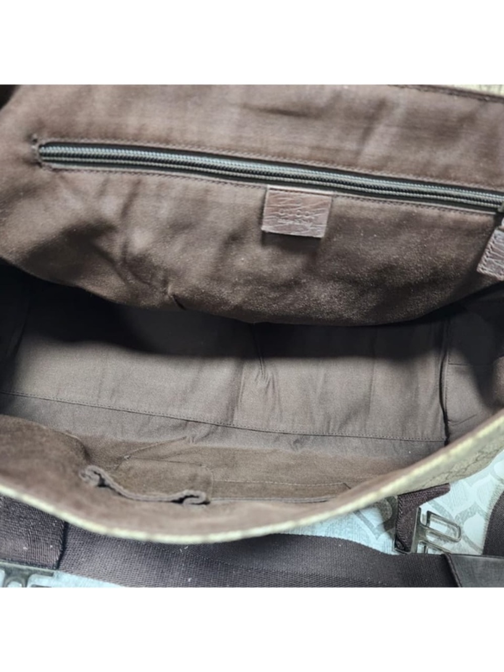 Authentic GUCCI GG Plus Monogram Double Buckle Flap Messenger Bag Beige/Brown - Picture 8 of 15